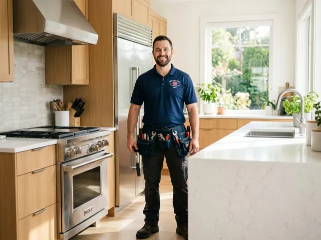 Appliance Repair Hero technician in a Atkinson, NH kitchen after an appliance repair